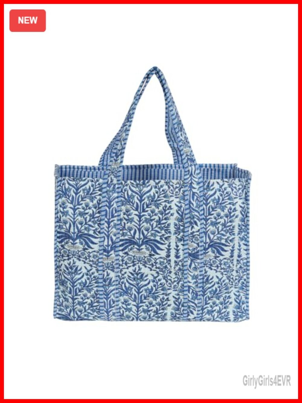Cotton Quilted Tote Bag | Lightweight Large Shoulder Purse for Beach, Shopping,